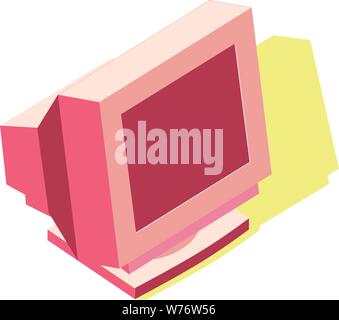 Old style CRT computer desktop monitor. Stock Vector