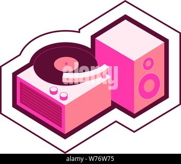 Iconic simple vintage phonograph or record player graphic Stock Vector