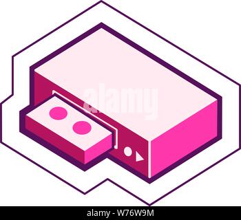 Iconic simple DVD machine graphic with an electrical diagram outline Stock Vector