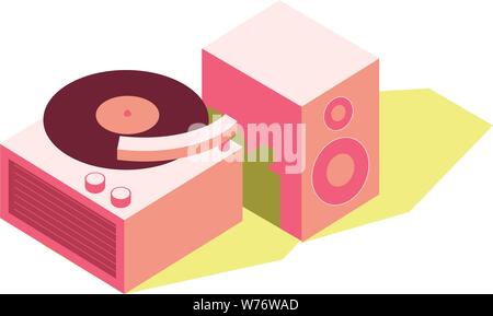 Iconic simple vintage phonograph or record player graphic Stock Vector