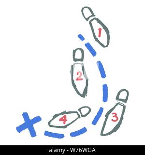 footsteps leading along a dashed path to an x destination point Stock Vector