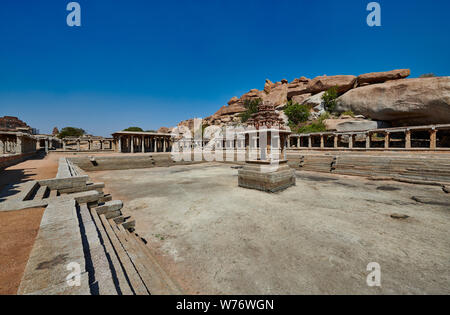 Krishna Bazaar, Ruins of a market place surrounding a public bath, Hampi, UNESCO world heritge site, Karnataka, India Stock Photo