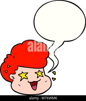 cartoon excited boy with speech bubble Stock Vector