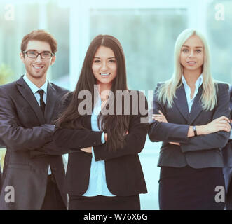 successful and happy business team on office background Stock Photo