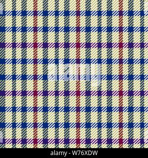Vector illustration of tweed or tartan check fabric with seamless repeat background pattern Stock Vector