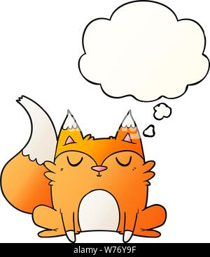 cartoon fox with thought bubble in smooth gradient style Stock Vector