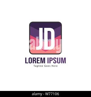 Initial JD logo template with modern frame. Minimalist JD letter logo vector illustration design Stock Vector
