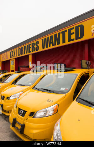 Taxi drivers wanted sign in Brooklyn NYC Stock Photo