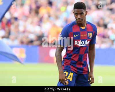 BARCELONA, 04-08-2019, FC Barcelona v Arsenal FC, of Joan Gamper Trophy. Camp Nou Stadium. Junior Firpo of FC Barcelona Stock Photo