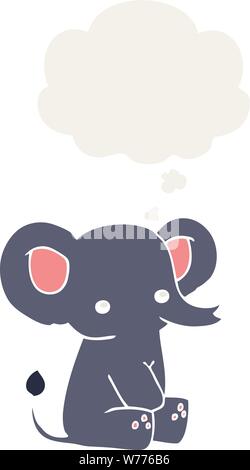 cartoon elephant with thought bubble in retro style Stock Vector
