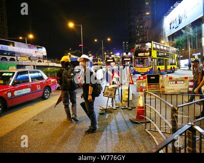 Hong Kong, China. 4th Aug, 2019. Protests continue in various districts where demonstrators call for an independent investigation commission in respect to the recent anti-extradition movements and a general strike on August 5th. Credit: Gonzales Photo/Alamy Live News Stock Photo