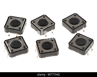 Group of push buttons, isolated on white. Stock Photo