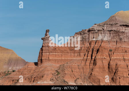 A distinctive hoodoo rock formation near Capitol Peak in Palo Duro Canyon State Park in Armstrong County in the Texas panhandle Physical description: 1 photograph : digital, tiff file, color.  Notes: A hoodoo (also called a tent rock and fairy chimney) is a tall, thin spire of rock that protrudes skyward. It is formed when weaker surrounding rock washes away.; Title, date, and keywords based on information provided by the photographer.; Gift; The Lyda Hill Foundation; 2014; (DLC/PP-2014:054).; Forms part of: Lyda Hill Texas Collection of Photographs in Carol M. Highsmith's America Project in t Stock Photo