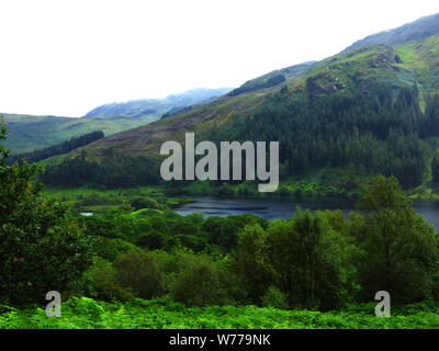 Loch Trool Visitors centre and forest trails, Scotland - A view of  Loch Trool from above Stock Photo