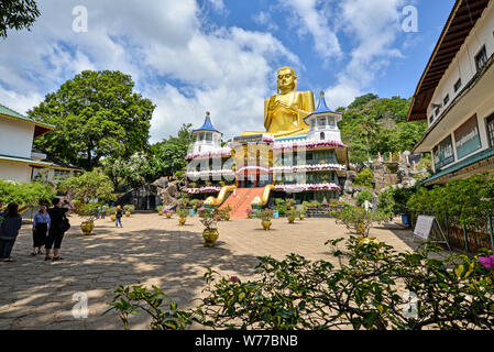 Dambullagama, Sri Lanka - July 7, 2016: General view of the entrance of the Golden Temple near the Dambulla royal cave temple Stock Photo