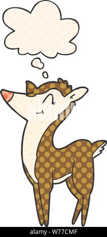 cartoon deer with thought bubble in comic book style Stock Vector