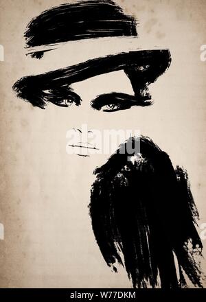 Fashion illustration black and white abstract Stock Photo - Alamy