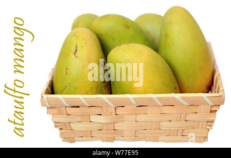 ataulfo mango in basket isolated on white Stock Photo