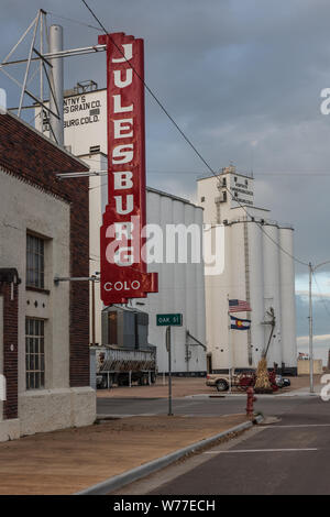 A  welcome sign of sorts in dowtown Julesburg, Colorado, in the very northeastern corner of the state, near the Nebraska line Physical description: 1 photograph : digital, tiff file, color.  Notes: Purchase; Carol M. Highsmith Photography, Inc.; 2015; (DLC/PP-2015:068).; Forms part of: Gates Frontiers Fund Colorado Collection within the Carol M. Highsmith Archive.; Stock Photo