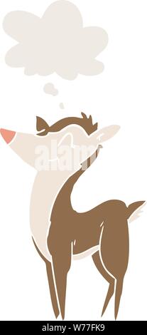 cartoon deer with thought bubble in retro style Stock Vector
