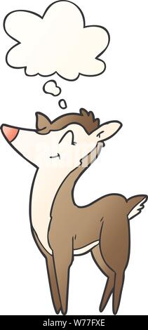 cartoon deer with thought bubble in smooth gradient style Stock Vector