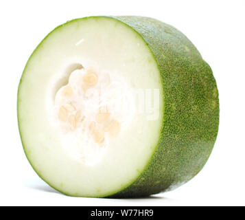 cutting Asian wax squash isolated on white background Stock Photo