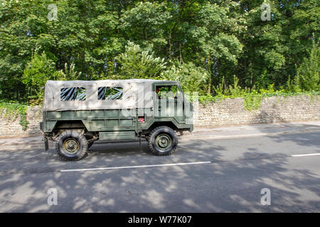 1975 70s seventies Land Rover A4 101 FORWARD CONTROL, 101FC a vintage light utility vehicle produced by Land Rover for the British Army. An unusual V8-powered four-wheel drive army transport vehlcle. Stock Photo