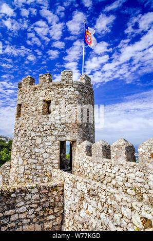Sintra, Portugal. Castle of the Moors hilltop medieval fortress, built by Arabs in 8th century. Stock Photo