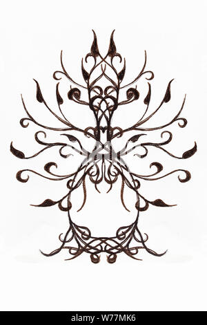tree of life symbol on structured ornamental background, yggdrasil Stock Photo