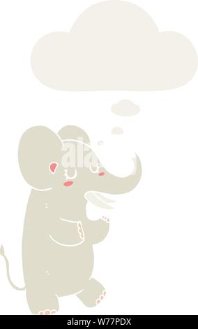 cartoon elephant with thought bubble in retro style Stock Vector