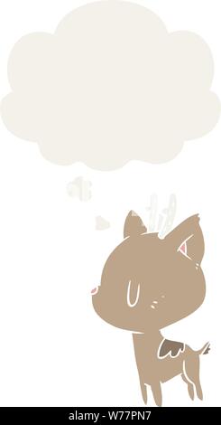 cartoon deer with thought bubble in retro style Stock Vector