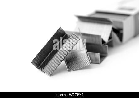 a lot of staple on white background Stock Photo