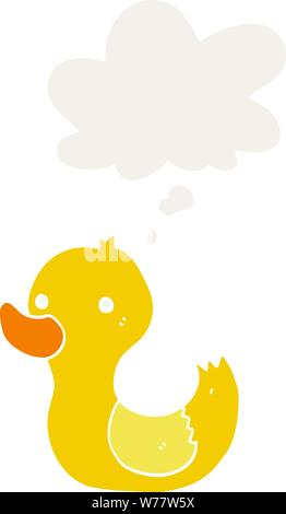 cartoon duck with thought bubble in retro style Stock Vector