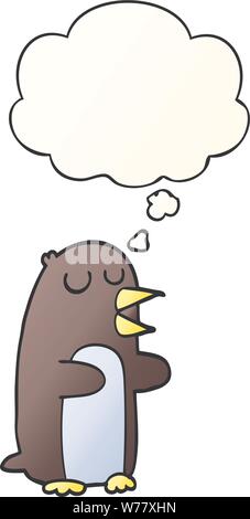 cartoon penguin with thought bubble in smooth gradient style Stock Vector