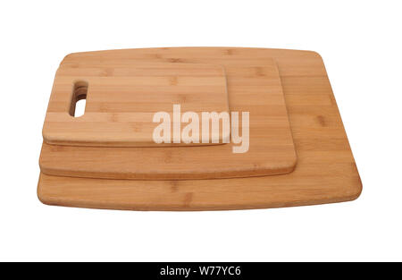 three cutting boards isolated on white background Stock Photo