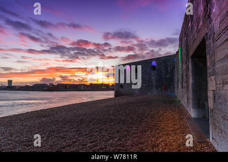 Sunset at the Square Tower in Old Portsmouth, Hampshire, uk Stock Photo