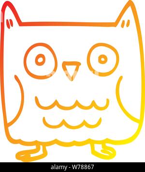 warm gradient line drawing of a funny cartoon owl Stock Vector