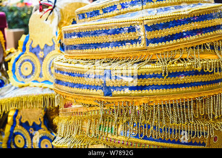 Detail Typical Bolivian costumes for men to dress up in carnival and dance the caporales Stock Photo