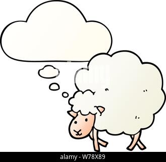 cartoon sheep with thought bubble in smooth gradient style Stock Vector