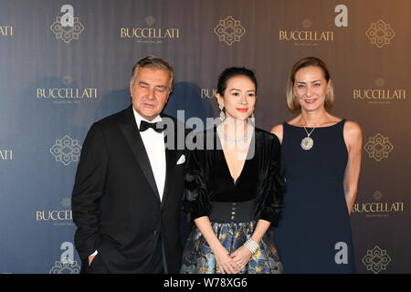 Chinese actress Zhang Ziyi, center, attends a promotional event for Buccellati in Shanghai, China, 9 November 2017.