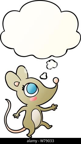 cartoon mouse with thought bubble in smooth gradient style Stock Vector