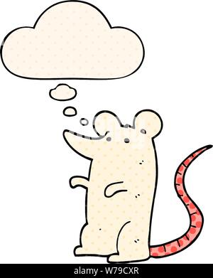 cartoon rat with thought bubble in comic book style Stock Vector