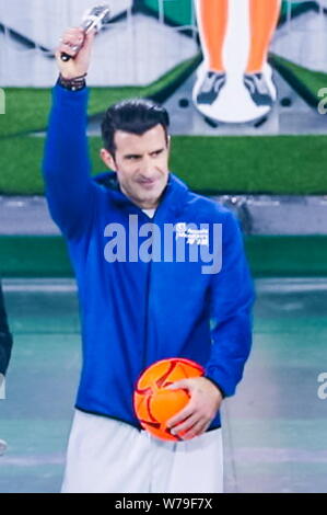 Retired Portuguese football star Luis Figo attends a gala for the Tmall 11.11 Global Shopping Festival 2017 at Mercedes-Benz Arena in Shanghai, China, Stock Photo