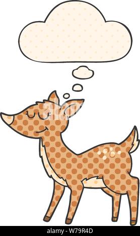 cartoon deer with thought bubble in comic book style Stock Vector