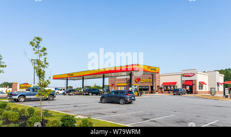 Newton, NC, USA-28 July 19: A Love's truck stop, convenience store and service center, on Hwy 10 in Newton. Stock Photo