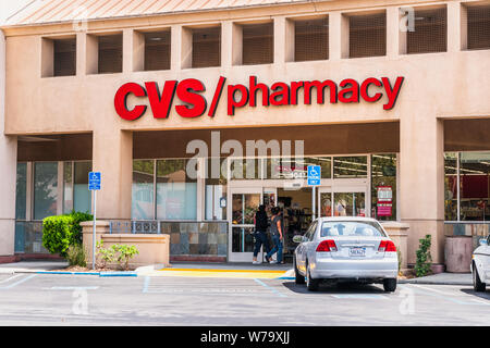 August 5, 2019 Mountain View / CA / USA - People shopping at CVS / pharmacy; CVS Pharmacy is a subsidiary of the American retail and health care compa Stock Photo