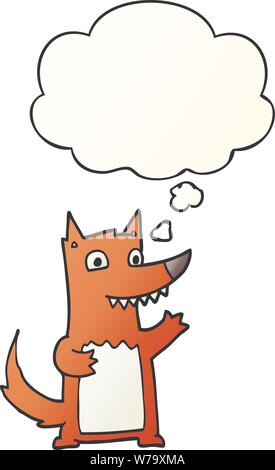cartoon wolf with thought bubble in smooth gradient style Stock Vector