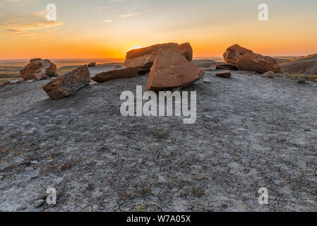 Red Rock Coulee near the Towns of Orion and Seven Persons, Alberta, Canada Stock Photo