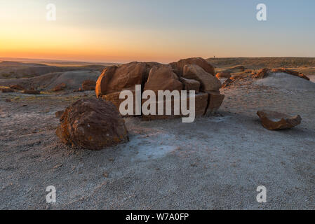 Red Rock Coulee near the Towns of Orion and Seven Persons, Alberta, Canada Stock Photo