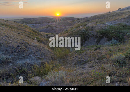 Red Rock Coulee near the Towns of Orion and Seven Persons, Alberta, Canada Stock Photo